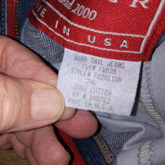 Y2K Western Hard Tail Jean Durable USA Cowgirl Mid Rise Mid Blue 26 Straight Zip - Picture 4 of 14